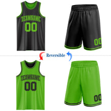 Load image into Gallery viewer, Custom Reversible Black Aurora Green Double Side Sublimation Basketball Suit Jersey
