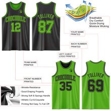 Load image into Gallery viewer, Custom Reversible Black Aurora Green Double Side Sublimation Basketball Suit Jersey
