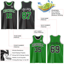 Load image into Gallery viewer, Custom Reversible Black Grass Green-White Double Side Sublimation Basketball Suit Jersey
