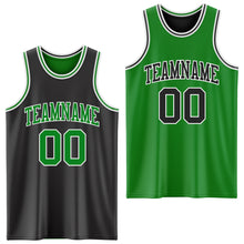 Load image into Gallery viewer, Custom Reversible Black Grass Green-White Double Side Sublimation Basketball Suit Jersey
