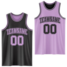 Load image into Gallery viewer, Custom Reversible Black Light Purple Double Side Sublimation Basketball Suit Jersey
