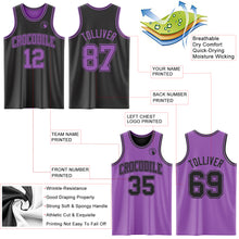 Load image into Gallery viewer, Custom Reversible Black Medium Purple Double Side Sublimation Basketball Suit Jersey
