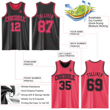 Load image into Gallery viewer, Custom Reversible Black Neon Pink Double Side Sublimation Basketball Suit Jersey
