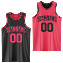 Load image into Gallery viewer, Custom Reversible Black Neon Pink Double Side Sublimation Basketball Suit Jersey
