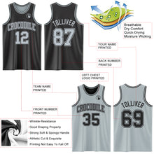Load image into Gallery viewer, Custom Reversible Black Silver Double Side Sublimation Basketball Suit Jersey
