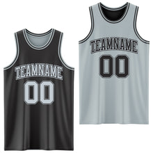Load image into Gallery viewer, Custom Reversible Black Silver Double Side Sublimation Basketball Suit Jersey

