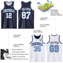 Load image into Gallery viewer, Custom Navy White-Light Blue Reversible Double Side Sublimation Basketball Suit Jersey
