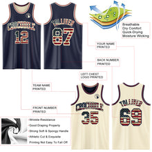 Load image into Gallery viewer, Custom Navy Vintage USA Flag Cream-Maroon Reversible Double Side Sublimation Basketball Suit Jersey
