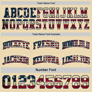 Custom Navy Vintage USA Flag Cream-Maroon Reversible Double Side Sublimation Basketball Suit Jersey