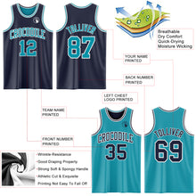 Load image into Gallery viewer, Custom Navy Teal-White Reversible Double Side Sublimation Basketball Suit Jersey
