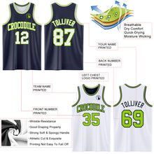 Load image into Gallery viewer, Custom Navy White-Neon Green Reversible Double Side Sublimation Basketball Suit Jersey
