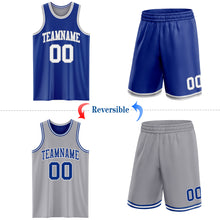 Load image into Gallery viewer, Custom Royal White-Gray Reversible Double Side Sublimation Basketball Suit Jersey
