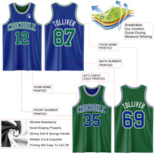 Load image into Gallery viewer, Custom Royal Kelly Green-White Reversible Double Side Sublimation Basketball Suit Jersey
