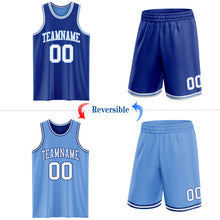 Load image into Gallery viewer, Custom Royal White-Light Blue Reversible Double Side Sublimation Basketball Suit Jersey
