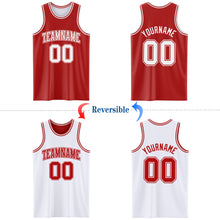 Load image into Gallery viewer, Custom Red White Reversible Double Side Basketball Jersey
