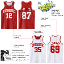 Load image into Gallery viewer, Custom Red White Reversible Double Side Basketball Jersey
