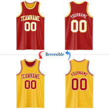 Load image into Gallery viewer, Custom Red White-Gold Reversible Double Side Basketball Jersey
