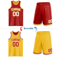 Load image into Gallery viewer, Custom Red White-Gold Reversible Double Side Sublimation Basketball Suit Jersey
