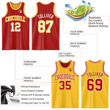 Load image into Gallery viewer, Custom Red White-Gold Reversible Double Side Basketball Jersey
