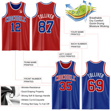Load image into Gallery viewer, Custom Red Royal-White Reversible Double Side Sublimation Basketball Suit Jersey
