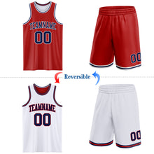 Load image into Gallery viewer, Custom Red Navy-White Reversible Double Side Sublimation Basketball Suit Jersey
