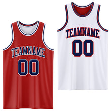 Load image into Gallery viewer, Custom Red Navy-White Reversible Double Side Sublimation Basketball Suit Jersey
