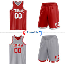 Load image into Gallery viewer, Custom Red White-Gray Reversible Double Side Sublimation Basketball Suit Jersey
