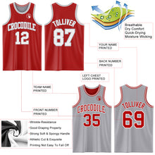 Load image into Gallery viewer, Custom Red White-Gray Reversible Double Side Sublimation Basketball Suit Jersey

