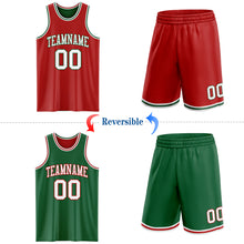 Load image into Gallery viewer, Custom Red White-Kelly Green Reversible Double Side Sublimation Basketball Suit Jersey
