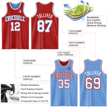 Load image into Gallery viewer, Custom Red White-Light Blue Reversible Double Side Sublimation Basketball Suit Jersey
