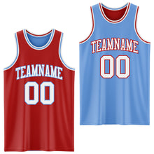 Load image into Gallery viewer, Custom Red White-Light Blue Reversible Double Side Sublimation Basketball Suit Jersey
