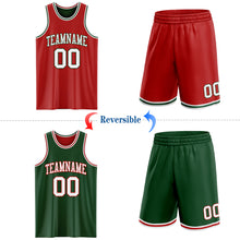 Load image into Gallery viewer, Custom Red White-Green Reversible Double Side Sublimation Basketball Suit Jersey
