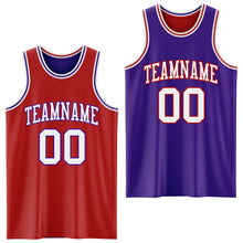 Load image into Gallery viewer, Custom Red White-Purple Reversible Double Side Sublimation Basketball Suit Jersey
