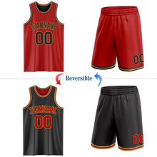 Load image into Gallery viewer, Custom Red Black-Old Gold Reversible Double Side Sublimation Basketball Suit Jersey
