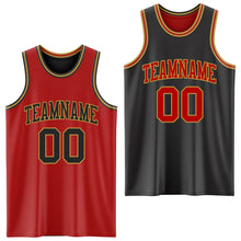 Load image into Gallery viewer, Custom Red Black-Old Gold Reversible Double Side Sublimation Basketball Suit Jersey
