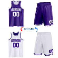 Load image into Gallery viewer, Custom Purple White Reversible Double Side Sublimation Basketball Suit Jersey
