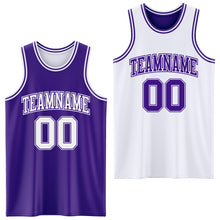 Load image into Gallery viewer, Custom Purple White Reversible Double Side Sublimation Basketball Suit Jersey
