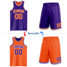 Load image into Gallery viewer, Custom Purple Orange-White Reversible Double Side Sublimation Basketball Suit Jersey
