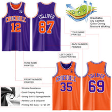 Load image into Gallery viewer, Custom Purple Orange-White Reversible Double Side Sublimation Basketball Suit Jersey
