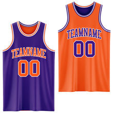 Load image into Gallery viewer, Custom Purple Orange-White Reversible Double Side Sublimation Basketball Suit Jersey
