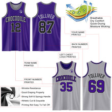 Load image into Gallery viewer, Custom Purple Black-Gray Reversible Double Side Sublimation Basketball Suit Jersey
