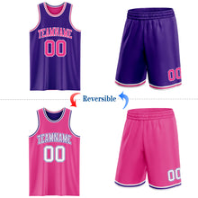 Load image into Gallery viewer, Custom Purple Pink-White Reversible Double Side Sublimation Basketball Suit Jersey
