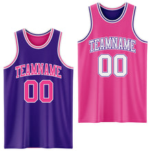 Load image into Gallery viewer, Custom Purple Pink-White Reversible Double Side Sublimation Basketball Suit Jersey
