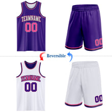 Load image into Gallery viewer, Custom Purple Pink Black-White Reversible Double Side Sublimation Basketball Suit Jersey
