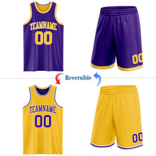 Load image into Gallery viewer, Custom Purple Gold-White Reversible Double Side Sublimation Basketball Suit Jersey
