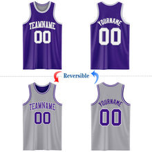 Load image into Gallery viewer, Custom Purple White-Gray Reversible Double Side Basketball Jersey
