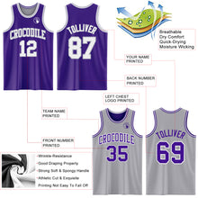 Load image into Gallery viewer, Custom Purple White-Gray Reversible Double Side Basketball Jersey
