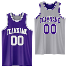 Load image into Gallery viewer, Custom Purple White-Gray Reversible Double Side Basketball Jersey
