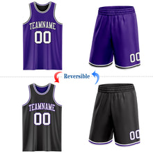 Load image into Gallery viewer, Custom Purple White-Black Reversible Double Side Sublimation Basketball Suit Jersey

