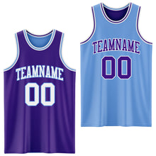 Load image into Gallery viewer, Custom Purple White-Light Blue Reversible Double Side Sublimation Basketball Suit Jersey
